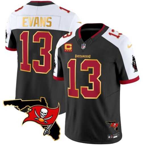 Men's Tampa Bay Buccaneers #13 Mike Evans Black White With Florida Patch Gold Trim Vapor Stitched Jersey Dyin,We sell and wholesale Men's Tampa Bay Buccaneers #13 Mike Evans Black White With Florida Patch Gold Trim Vapor Stitched Jersey Dyin on line form chian!